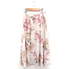ノエラ Noela フレア スカート ロング 花柄 薄手 サイドジップ M ベージュ ピンク 薄茶 /TT
