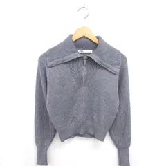 ザラ ZARA ニット セーター ハーフジップ 厚手 リブ袖 長袖 S グレー /TT