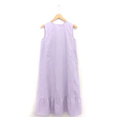 ナチュラルビューティーベーシック NATURAL BEAUTY BASIC ワンピース ロング 刺繍 フレア プルオーバー ノースリーブ M パープル 紫 /TT
