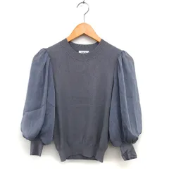 フレイアイディー FRAY I.D クルーネック ニット セーター リブ バルーンスリーブ シフォン 七分袖 ONE グレー /NT33