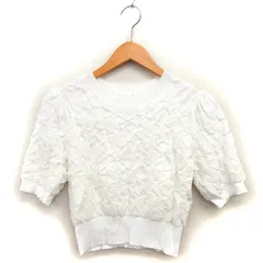 マイストラーダ Mystrada シャーリング ニット セーター リブ ショート ボートネック 五分袖 38 オフホワイト /NT15