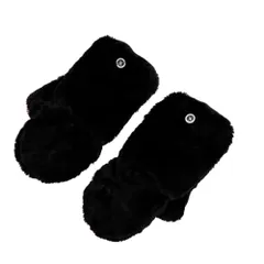 [3MDGHD] レディース 手袋 ニット 2way スマホ対応 指なし 紐付き 暖かい やわらか かわいい 防寒 保温 厚手 グローブ ミトン タッチ パネル スクリーン スマートフォン スマホ 指紋 認証 指先 秋 冬 かわいい カワイイ 可 [ブラック]