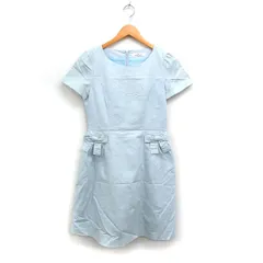ギャラリービスコンティ GALLERY VISCONTI フレア ワンピース ドレス 半袖 ひざ下丈 リボン 無地 コットン 綿 2 ライトブルー /FT11