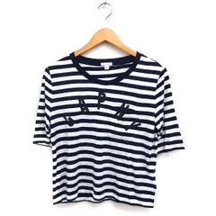 ギャップ GAP ロゴプリント ボーダー柄 Tシャツ カットソー 半袖 丸首 XXS ネイビー 紺 /FT8