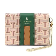 新品 [ランバンコレクション] パスケース フェリアパース 65-6521 ライトブラウン/グリーン