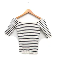 ザラ ZARA リブ ニット セーター 五分袖 ボーダー S アイボリー 白 /KT31