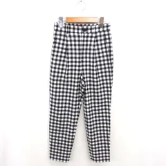 マカフィー MACPHEE トゥモローランド テーパード パンツ ギンガムチェック ロング ウール 薄手 32 ブラック アイボリー 黒 /TT