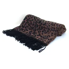 メイソングレイ MAYSON GREY レオパード柄 フリンジ ストール 大判 ヒョウ柄 茶 ブラウン 黒 ブラック /NT32