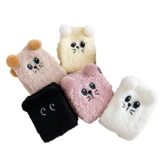 [ReiLuana] ソックス 靴下 もこもこ レディース あったか 防寒 冬 室内 ルーム ふわふわ ボア フリーサイズ人気 かわいい お洒落 ルームソックス 暖かい 厚手 温活 くつ下 クリスマス ゆったり 締め付けない 楽 モフモフ  [猫ソックス5足]