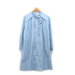 ニコルクラブ NICOLE CLUB シャツ ワンピース 長袖 リボン ロング ストライプ 38 ライトブルー 水色 /KT1