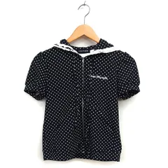 ジェーンマープル Jane Marple ドット パーカー ロゴプリント レース ジップアップ 半袖 M 黒 ブラック /NT32