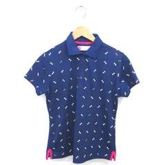 ビバハート VIVA HEART ゴルフウェア ポロシャツ シャツ リボン柄 半袖 42 ネイビー 紺 /TT