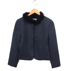 アリスバーリー Aylesbury ラビットファー ノーカラー ジャケット ウール 総裏地 クロップド 9 チャコールグレー /NT24