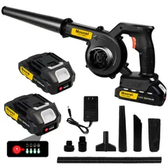 【迅速に発送】ブロワー 洗車 強力 ブロアー 充電式 ブロワバキューム 2000mAh大容量バッテリー 2個搭載 PSE認定 マキタ18Vバッテリー対応可能 電動ブロワー 小型 軽量 送風と集塵1台2役 落ち葉の吹き飛ばし 庭掃除 洗車後の水 44e241fa