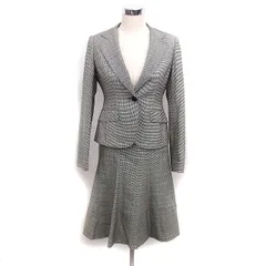 ポールスチュアート PAUL STUART スカートスーツ テーラードジャケット マーメイドスカート 千鳥格子 シルク混 ウール 6 4 ブラック 黒 /FT1