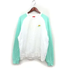 ナイキ NIKE 国内正規品 トレーナー スウェット ラグランスリーブ ロゴ刺繍 リブ コットン 綿 L ミントグリーン /NT11