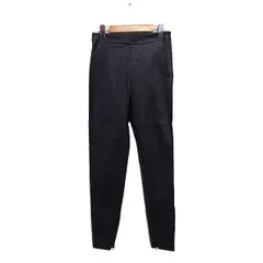 ザラ ZARA レザーライク スキニー スリム パンツ 裾ZIP 無地 XS ブラック 黒 /FT6