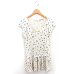 レベッカテイラー rebecca taylor ワンピース ひざ丈 花柄 フレア プルオーバー 半袖 2 ライトベージュ ブルー 薄茶 青 /TT