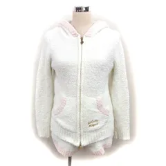 ジェラートピケ gelato pique ルームウェア セットアップ もこもこ パーカー リブ ジップアップ ショートパンツ ドローストリング ロゴ刺繍 F オフホワイト ピンク /NT1