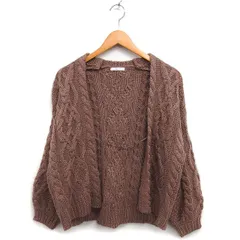 ウィルセレクション WILLSELECTION オープン カーディガン ニット ケーブル編み ワイド リブ 長袖 M 茶 ブラウン /NT25