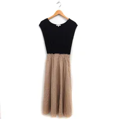 プロポーション ボディドレッシング PROPORTION BODY DRESSING フレア ドット ワンピース マキシ フレンチスリーブ 切替 半袖 3 ベージュ /NT10