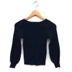 プラステ PLST ニット セーター ボートネック クロップド リブ ハイゲージ 長袖 M 紺 ネイビー /NT34