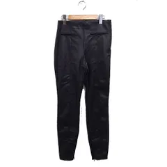ザラ ZARA フェイクレザー スキニー スリム パンツ 裾ZIP 無地 S ブラック 黒 /FT25