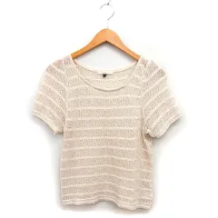 プロポーション ボディドレッシング PROPORTION BODY DRESSING ニット 透かし編み カットソー ラメ混 コットン混 クロップド ボートネック 半袖 3 ベージュ /NT32