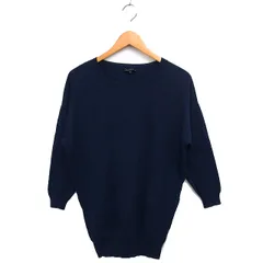 セオリー Theory ボートネック ニット セーター リブ ハイゲージ ドロップショルダー 長袖 S 紺 ネイビー /NT19