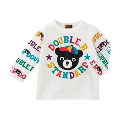 新品 [ミキハウス] ミキハウスダブルビー 長袖Ｔシャツ ロゴ くま 日本製 男の子 女の子 ベビー キッズ 子供服 通園 通学 61-5202-680 80cm マルチカラー