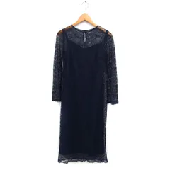 プラステ PLST レース ワンピース ドレス Iライン ロング ボートネック ペチコート 長袖 M 紺 ネイビー /NT21