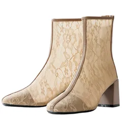 [MORE AUNI] ショートブーツ フォーマル 結婚式 お呼ばれ パーティー 二次会 謝恩会 発表会 演奏会 入学式 卒業式 卒園式 入園式 母親 ママ ママコーデ セレモニー 袴ブーツ 卒業式 痛くない 2 [ベージュ / 3418] [24.5 cm]