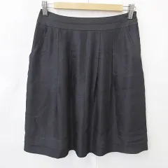 23区 オンワード樫山 スカート フレアー タック 膝丈 別布 黒 ブラック 36