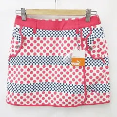 プーマ PUMA GOLF ゴルフ スカート ラップ 総柄 ドット ボーダー イン ナーパンツ ピンク 白 紺 ホワイト ネイビー M