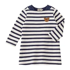 新品 [MIKIHOUSE HOT BISCUITS] [ミキハウス ホットビスケッツ] ボーダー 長袖 ワンピース 男の子 女の子 キッズ 子供服 紺×白 80cm 70-1902-492