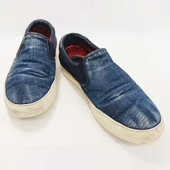 モンクレール MONCLER スリッポン スニーカー デニム ボア ネイビー ブルー 青 40 ☆AA★