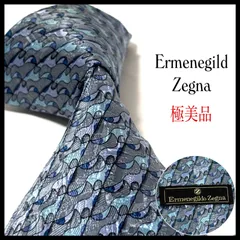 エルメネジルドゼニア  ネクタイ  ブランド  光沢  幾何学  グレー×スカイブルー  灰 水色  シルク100%  イタリア製  ビジネス  結婚式  極美品  Ermenegildo Zegna