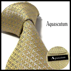 アクアスキュータム  ネクタイ  ブランド  光沢  イエロー  黄  シルク100%  日本製  ビジネス  結婚式  Aquascutum