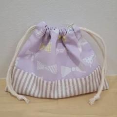 ハンドメイド　コップ袋　給食袋　巾着　リボン柄