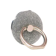 スマホリング ホルダー 360°回転 落下防止・スタンド両用 グリッター 薄型 指輪型 スタンド機能 (シルバー) [シルバー]