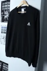 (L-XL) アディダス スウェット Tシャツ スモールロゴ ブラック オールドスクール-176F2