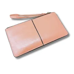 [Capprecier] 長財布 財布 コンパクト財布 レディース ファスナー クラッチ スリムウォレット 薄型 軽い財布 札入れ PUレザー ストラップ おしゃれ (ピンク) [ピンク]