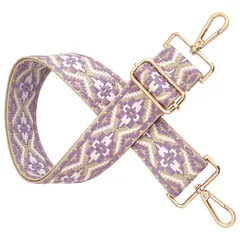 付け替え可能 太め 肩掛けベルト 調節可能 コットン 幅広デザイン バッグ用ショルダーストラップ 斜め掛け対応 クリームホワイト バッグアクセサリー ショルダーベルト [Vitalux] 持ち手交換用 (design-B 金色金具)