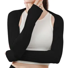 ひんやり 吸汗速乾 紫外線対策 UPF50+ 伸縮性 アームスリーブ 肩腕カバー 指穴付き 【アイスシルク・-5℃冷感・手首から肩まで広範囲守り】 春夏 アウトドア ボレロ型 レディース 運転用 アームカバー [PALAME]