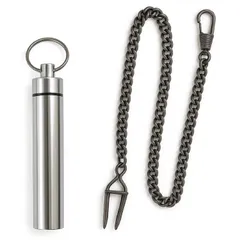 銀色 付き 無地 チェーン 取説 35ｃｍ 防止 無し 落下 SN-232-TC ケース ポーチ 収納 タングステン チェスト 溶接 バック TIG 製 （高さ97ｍｍ アルミ 直径17ｍｍ+黒チェーンB） (エスネット)