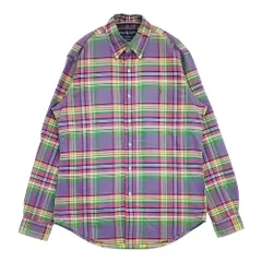 RALPH LAUREN CUSTOM FIT ボタンダウン BD サイズM 長袖シャツ パープル ピンク メンズ ラルフローレン【中古】6-0222M♪