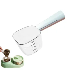 スプーン ペット ペットフード 計量カップ スコップ 給食 スケール クリップ 犬 猫 餌 スクープ 目盛 クリップ 収納便利 匙 使用簡単 液体 固体 粉(ホワイト) [並行輸入品] [ホワイト]