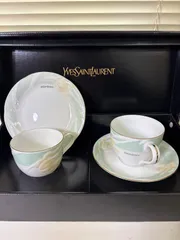 YSL イヴサンローラン コレクション　ケーキ皿　カップ&ソーサー　2客　二客　セット　未使用　陶器製　ヤマカ　Yamaka JAPAN 日本製