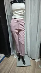 S M ストレッチ 前スリット ピンク セミ スラックス