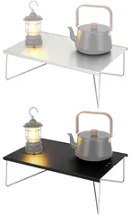 ソロキャンプ用ミニローテーブル 折りたたみ 軽量アルミ製 コンパクト1秒展開 シルバー／ブラックのサムネイル